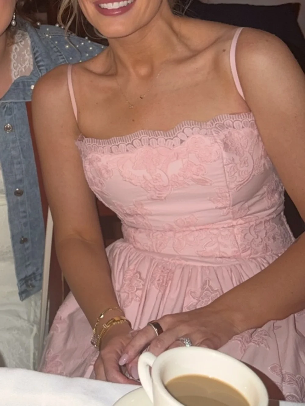 House of CB CHLOE Pink Cotton Broderie Anglais Lace Midi Sundress - Picture 9 of 9